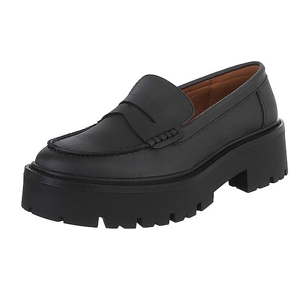 Ital-Design Elegante Plateau-Lederloafers für Damen im Alltag Slipper (9126 günstig online kaufen