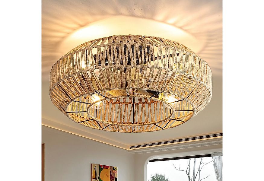 Sofucor Deckenventilator Farmhouse Deckenventilator mit Käfig, 56 cm, E27*4 günstig online kaufen