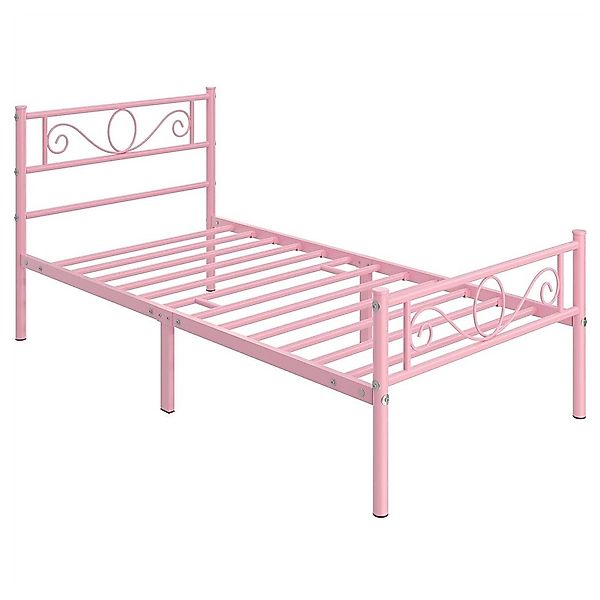 Yaheetech Bettgestell Metallbett mit Kopfteil, Einzelbett/Doppelbett günstig online kaufen