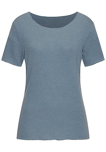 LASCANA Rundhalsshirt mit feiner Glitzereinfassung aus weichem Viskose-Fein günstig online kaufen