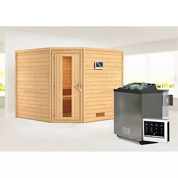 Karibu Sauna »"Leona" mit bronzierter Tür Ofen 9 kW Bio externe Strg modern günstig online kaufen