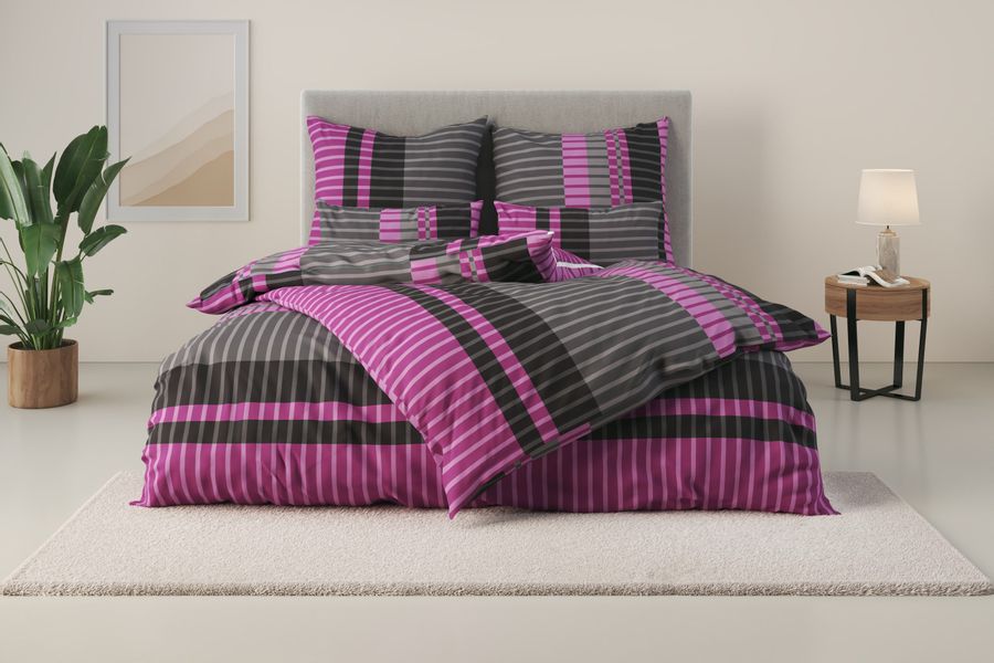 my home Bettwäsche "Philine" 2 tlg. mit modernen Streifen, Bettwäsche aus B günstig online kaufen