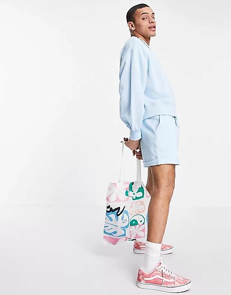 ASOS DESIGN – Oversize-Shorts aus Jersey in Blau mit Rollsaum, Kombiteil günstig online kaufen