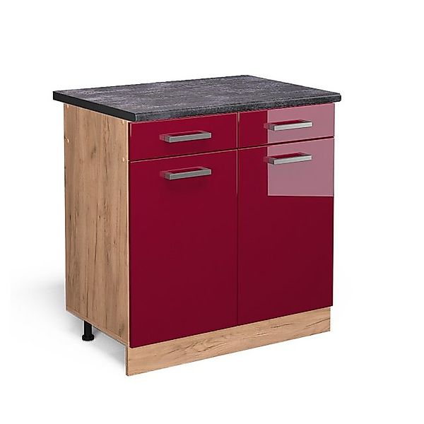 Vicco Unterschrank R-Line, Bordeaux Hochglanz/Goldkraft Eiche, 80 cm, AP An günstig online kaufen