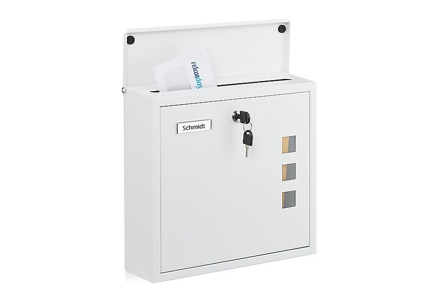 relaxdays Wandbriefkasten Briefkasten mit Sichtfenster, weiß günstig online kaufen