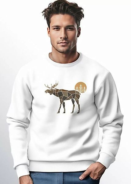 Neverless Sweatshirt Sweatshirt Herren mit Aufdruck Polygon Elch Outdoor Mo günstig online kaufen