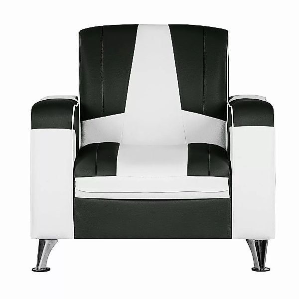 home24 Studio Monroe Sessel Nixa Weiß/Schwarz Kunstleder 98x93x76 cm (BxHxT günstig online kaufen