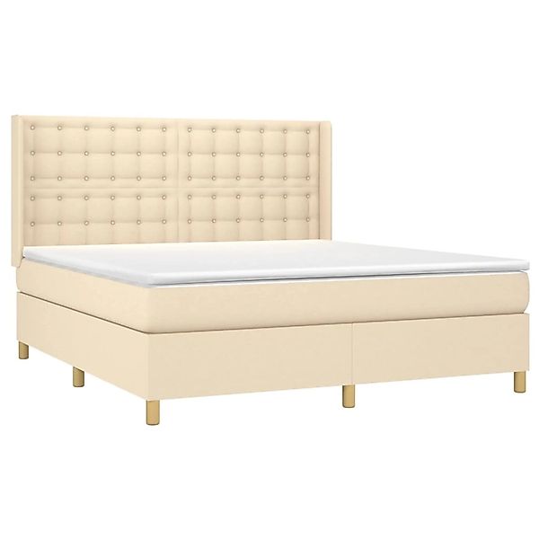 vidaXL Boxspringbett mit Matratze & LED Creme 180x200 cm Stoff 3139218 günstig online kaufen
