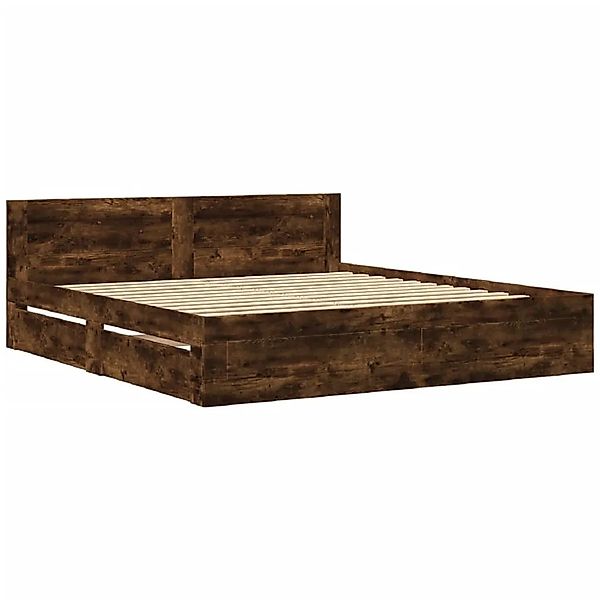 vidaXL Bettgestell mit Kopfteil Räuchereiche 200x200 cm Holzwerkstoff 32955 günstig online kaufen