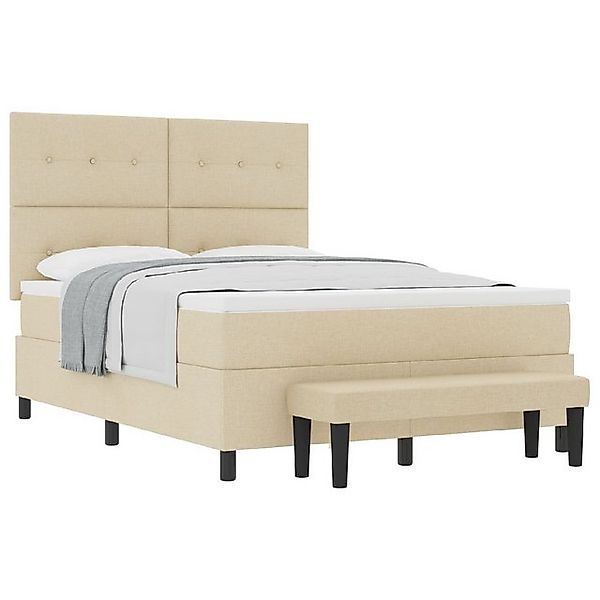 vidaXL Bett Boxspringbett mit Matratze & Bank Creme 140x200 cm Stoff (2-tlg günstig online kaufen