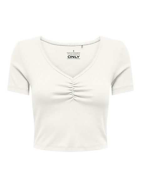 ONLY Kurzarmshirt ONLBETTY LIFE S/S SCALLOP V-NECK CC JRS mit Raffung am Au günstig online kaufen