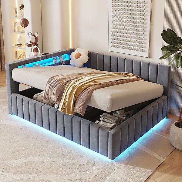 Odikalo Stauraumbett Schlafsofa Polsterbett Jugendbett Hydraulik, günstig online kaufen