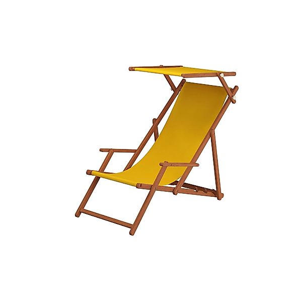 Erst-Holz Dunkler Holz-Liegestuhl Strandliege Stofffarbe Gelb 10-300 Sonnen günstig online kaufen