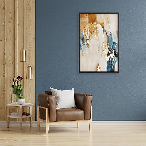 queence Leinwandbild Abstrakt Beige und Gold, günstig online kaufen