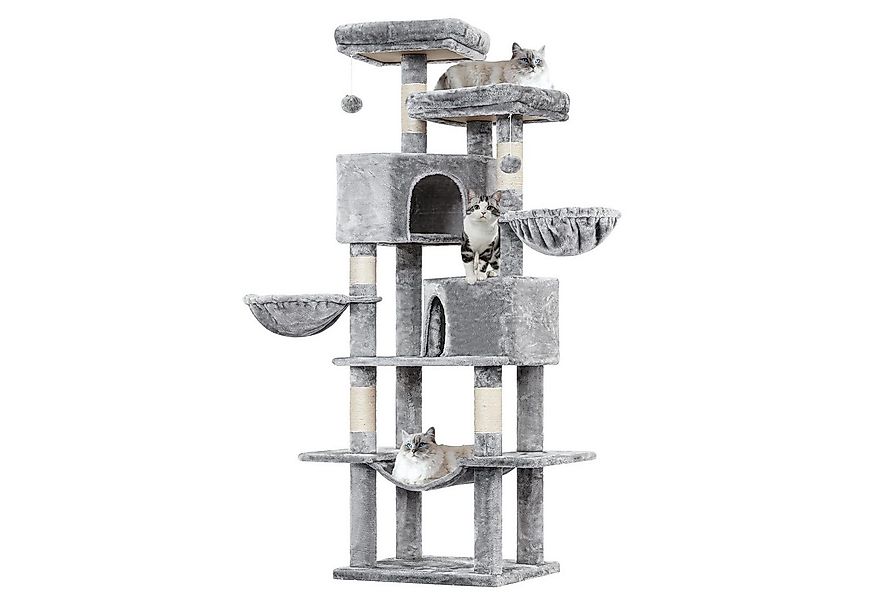 MSMASK Kratzbaum mit Sisalstämme, 2 Plattformen, 2 Katzenhöhlen, 2 Körbe, H günstig online kaufen