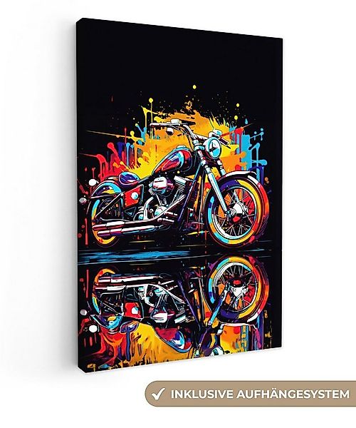 OneMillionCanvasses® Leinwandbild Motorrad - Fahrrad - Graffiti - Neon - Fa günstig online kaufen