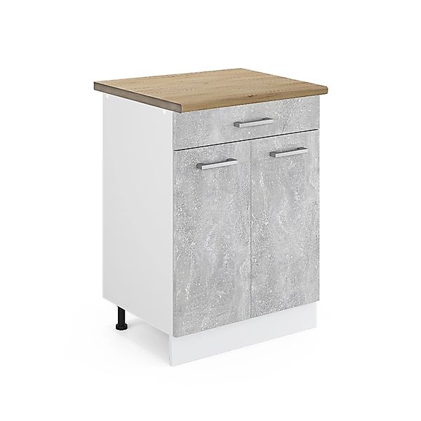 Vicco Unterschrank R-Line, Beton/Weiß, 60 cm mit Schublade, ohne Arbeitspla günstig online kaufen