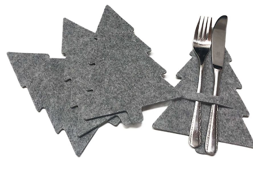 GILDE Besteckhalter Gilde Weihnachtliche Bestecktaschen hellgrau Tannenbaum günstig online kaufen