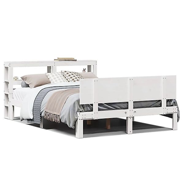 vidaXL Bettgestell mit Kopfteil ohne Matratze Weiß 120x200 cm 3306085 günstig online kaufen