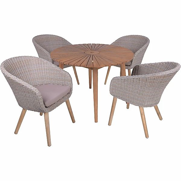 Garden Pleasure Gartenmöbel-Set Fremont/Arvado 5-teilig Pfeffergrau FSC® günstig online kaufen