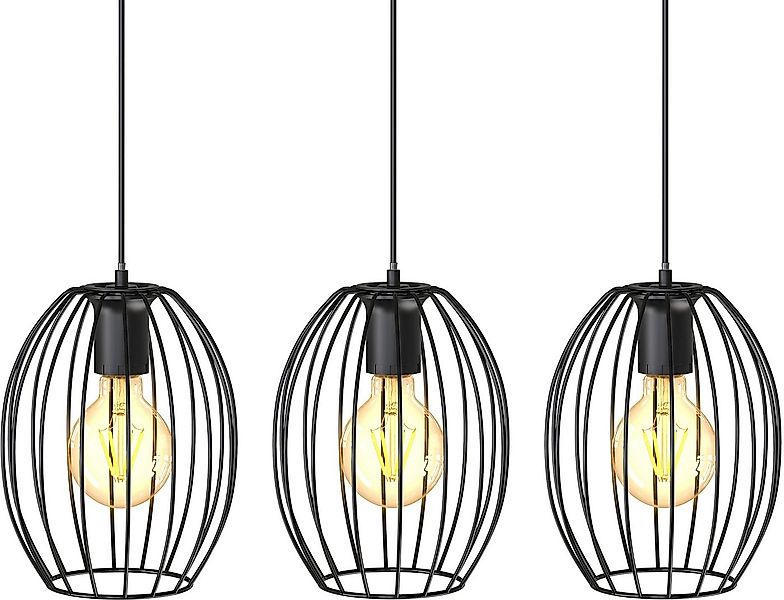 B.K.Licht Pendelleuchte BK_PL1461 Retro-Pendellampe, Metall, Schwarz, ohne günstig online kaufen