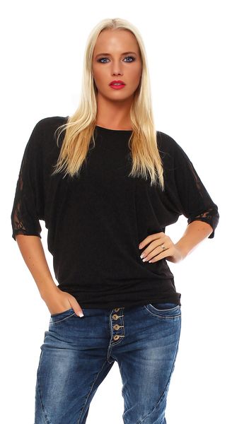 Mississhop 3/4-Arm-Shirt Damen Shirt mit Spitze günstig online kaufen
