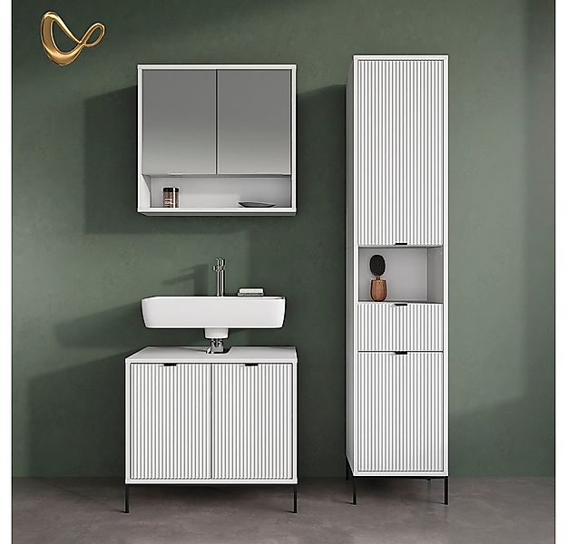 Livinity® Waschbeckenunterschrank ATERNO, Weiß, 70 x 63 cm mit 2 Türen (1-S günstig online kaufen