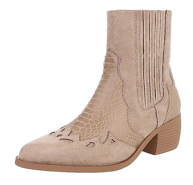 Ital-Design Elegante Cut-Out-Stiefelette für Damen in Beige Westernstiefele günstig online kaufen