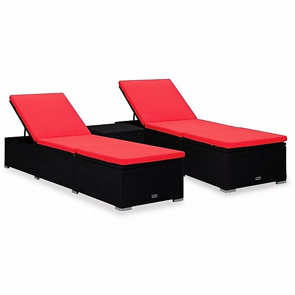 vidaXL Gartenliege 3-tlg. Garten-Sonnenliegen mit Teetisch günstig online kaufen
