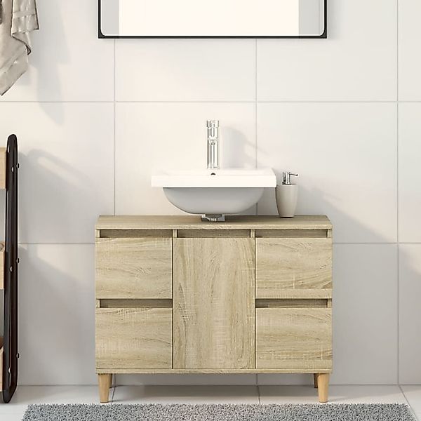 vidaXL Schrankmodule Waschbeckenunterschrank Sonoma-Eiche 80x33x60 cm günstig online kaufen