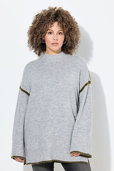 Ulla Popken Strickpullover Pullover Ziernähte Stehkragen günstig online kaufen