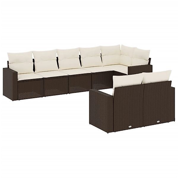 vidaXL 8-Tlg Garten-Sofagarnitur mit Kissen Braun Poly Rattan 3219213 günstig online kaufen