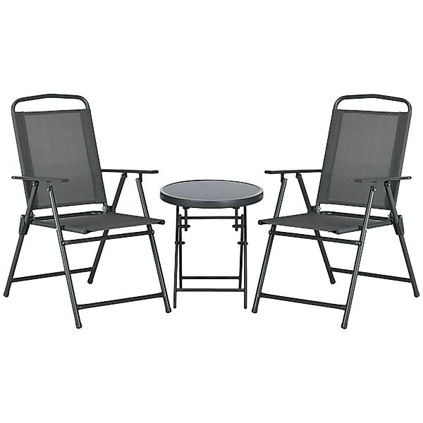 Outsunny Gartenmöbel-Set 3-teilig Metall Netzstoff 53 5L x 64B x 93H cm Dun günstig online kaufen