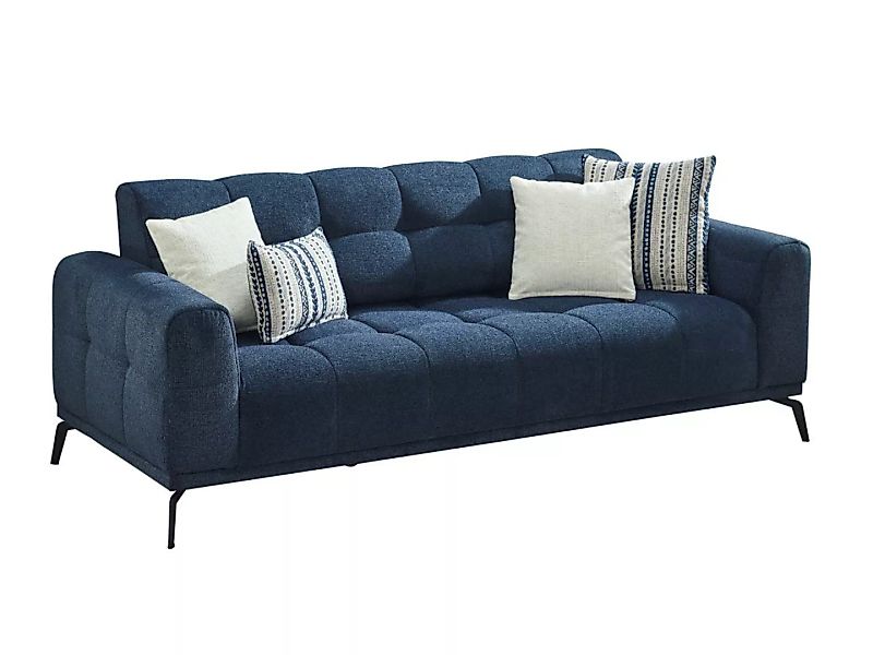 Sofa 3-Sitzer - melierter Stoff - Blau - RICADI von Pascal Morabito günstig online kaufen