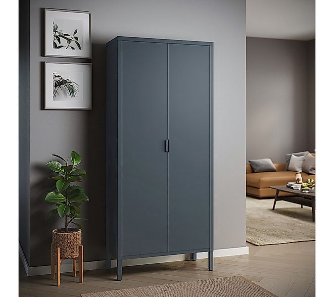 skølm Kleiderschrank Ituri aus Metall (Anthrazit) Metallschrank mit 6 Fäche günstig online kaufen