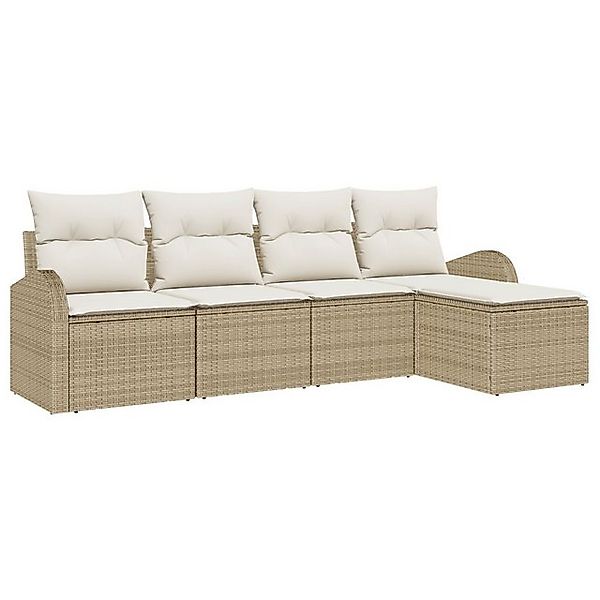 vidaXL Loungesofa 5-teilige Garten Sofa Set mit Kissen Beige Poly Rattan, 5 günstig online kaufen