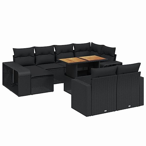 vidaXL 11-Tlg Garten-Sofagarnitur mit Kissen Schwarz Poly Rattan 3274588 günstig online kaufen