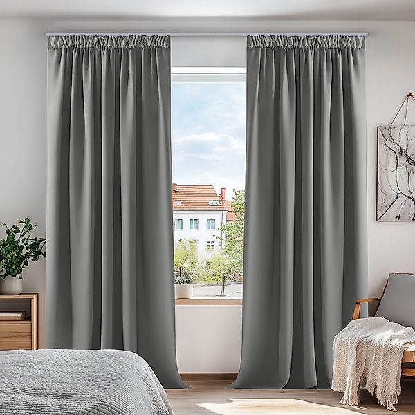 Deconovo Verdunkelungsvorhang Gardinen mit Kräuselband Blickdicht günstig online kaufen