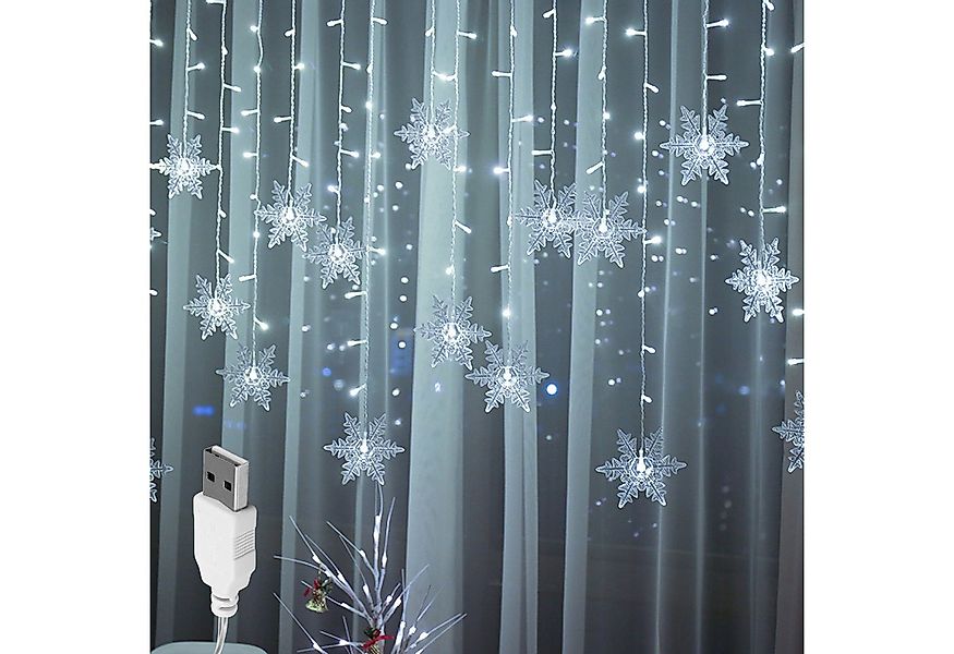 Qualra Lichterkette USB Eiszapfen/Schneeflocke Lichterkette 96 LEDSs Innen günstig online kaufen