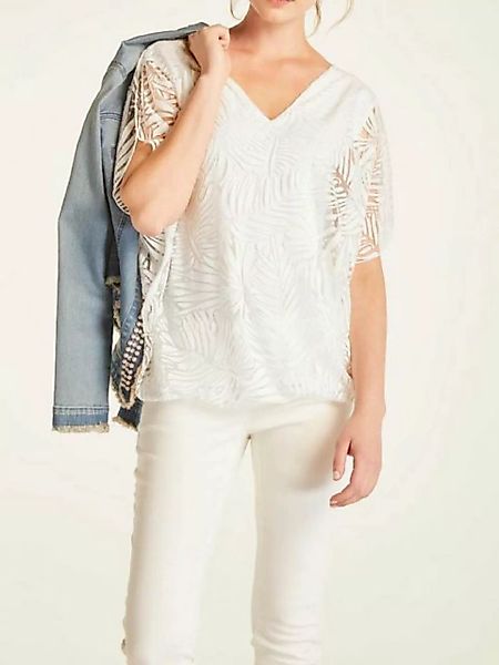 heine Rundhalsshirt LINEA TESINI Damen Designer-Ausbrenner-Shirt, offwhite günstig online kaufen