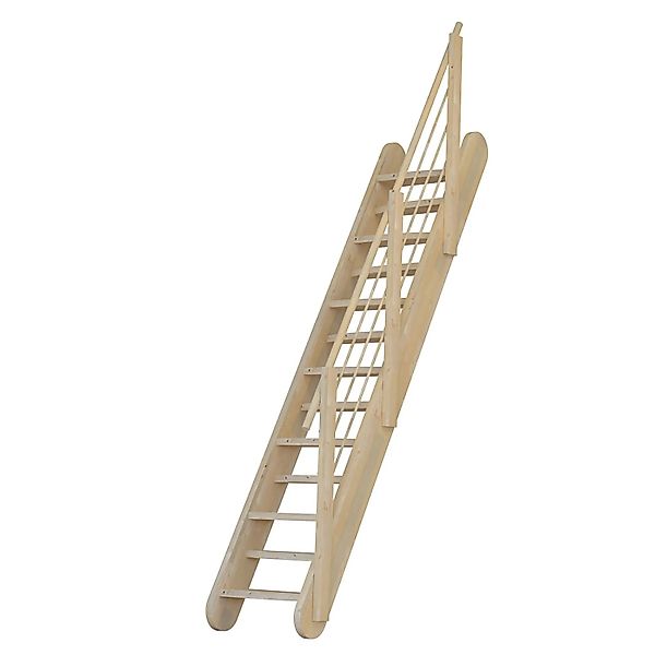 StarWood Treppe Samos Fichte Holz-Design-Geländer Verjüngte Stufen günstig online kaufen