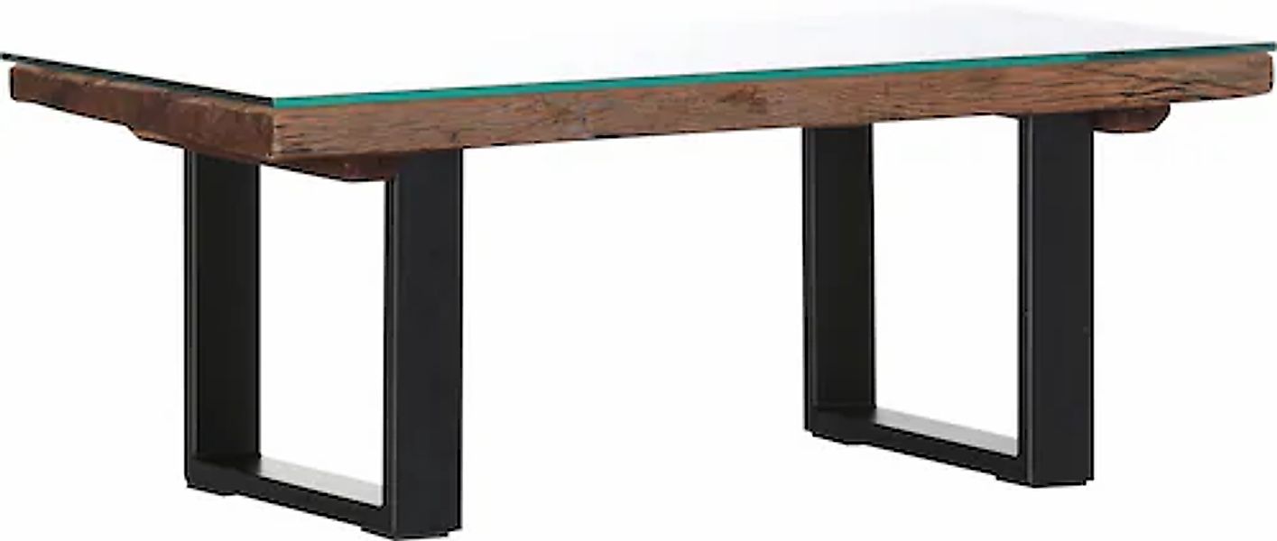 Gutmann Factory Couchtisch »Magic«, aus recyceltem Altholz mit Glasplatte, günstig online kaufen