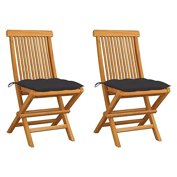 vidaXL Gartenstühle mit Anthrazit Kissen 2 Stk Massivholz Teak 3062475 günstig online kaufen