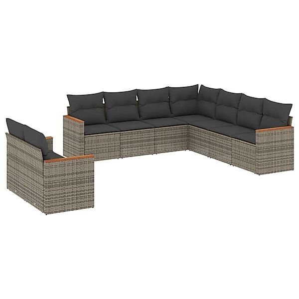 vidaXL 9-Tlg Garten-Sofagarnitur mit Kissen Grau Poly Rattan 3226102 günstig online kaufen