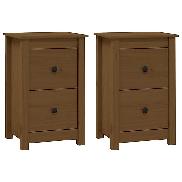 vidaXL Nachttische 2 Stk Honigbraun 40x35x61,5 cm Massivholz Kiefer Modell günstig online kaufen