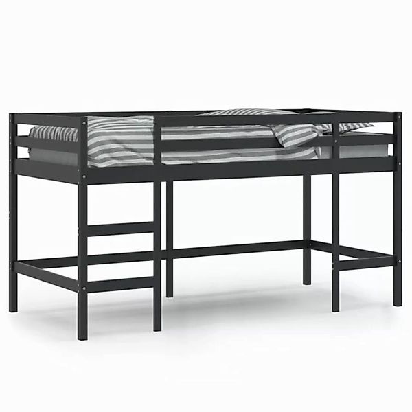 vidaXL Kinderbett Kinderhochbett mit Leiter Schwarz 90x200 cm Massivholz Ki günstig online kaufen