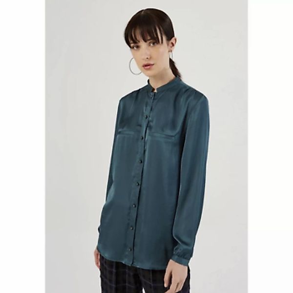 Just Like You  Blusen Damenhemd im Satin-Look mit Stehkragen günstig online kaufen