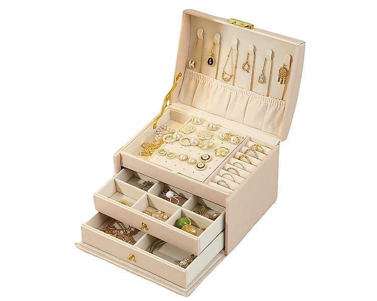 PFCTART Schmuckkasten Hochwertige Leder Schmuckkasten Desktop-Schublade Sch günstig online kaufen