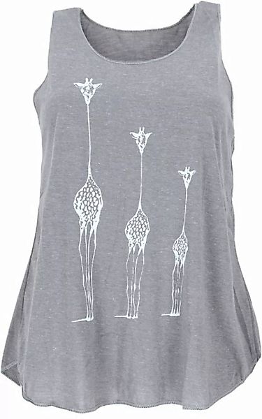 Guru-Shop T-Shirt Tanktop mit Giraffen Retrodruck, Yogatop - grau Festival, günstig online kaufen