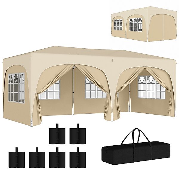 Outsunny Pavillon ca. 3x6m, wasserabweisend Stabil Winterfest Pop-up Faltpa günstig online kaufen